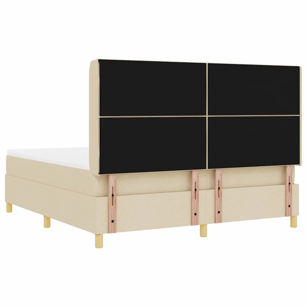Boxspringbed met LED-stripverlichting Crème 180 x 200 cm Stof