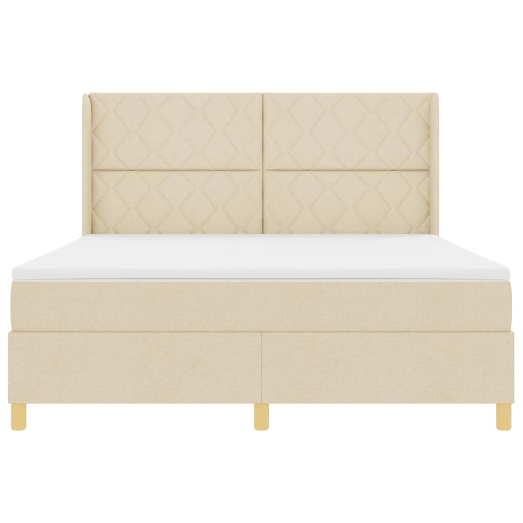 Boxspringbed met LED-stripverlichting Crème 180 x 200 cm Stof