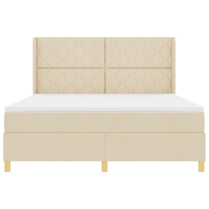Boxspringbed met LED-stripverlichting Crème 180 x 200 cm Stof