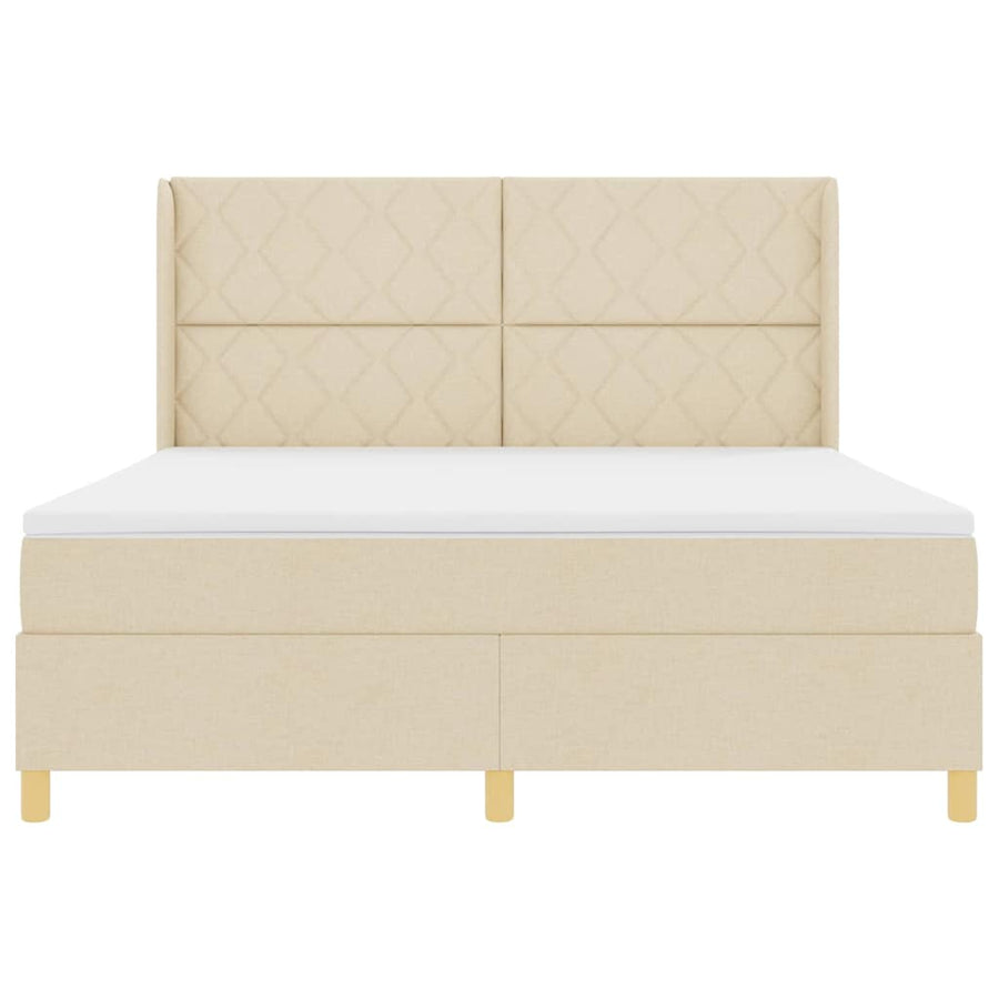 Boxspringbed met LED-stripverlichting Crème 180 x 200 cm Stof