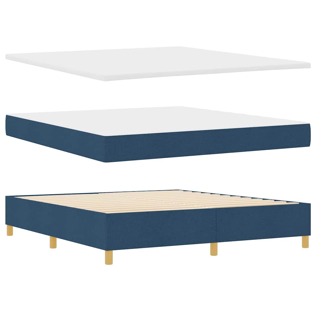 Boxspringbed met LED-stripverlichting Blauw 180 x 200 cm Stof