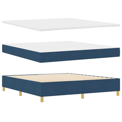 Boxspringbed met LED-stripverlichting Blauw 180 x 200 cm Stof