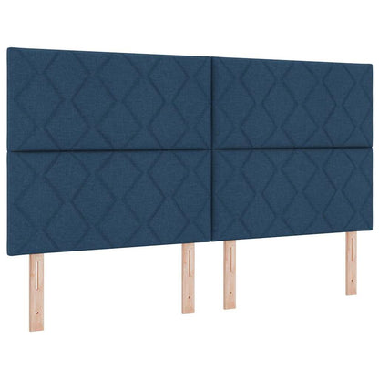 Boxspringbed met LED-stripverlichting Blauw 180 x 200 cm Stof