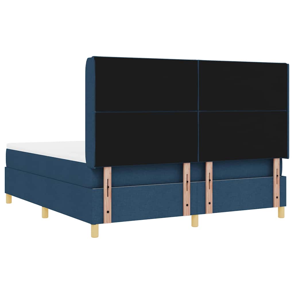 Boxspringbed met LED-stripverlichting Blauw 180 x 200 cm Stof