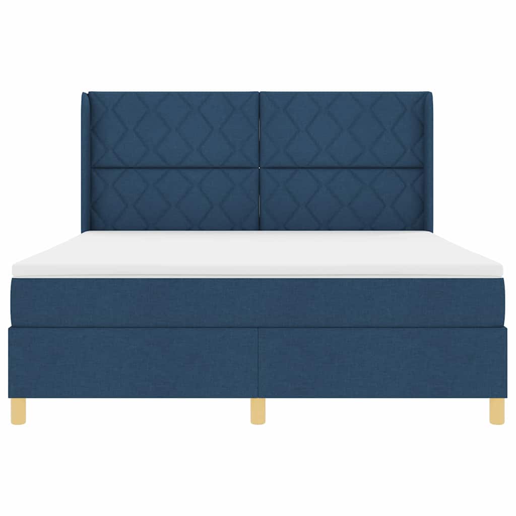 Boxspringbed met LED-stripverlichting Blauw 180 x 200 cm Stof