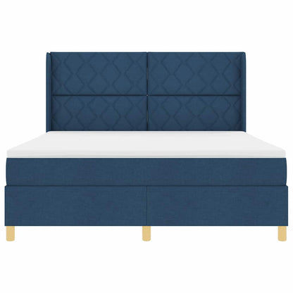 Boxspringbed met LED-stripverlichting Blauw 180 x 200 cm Stof