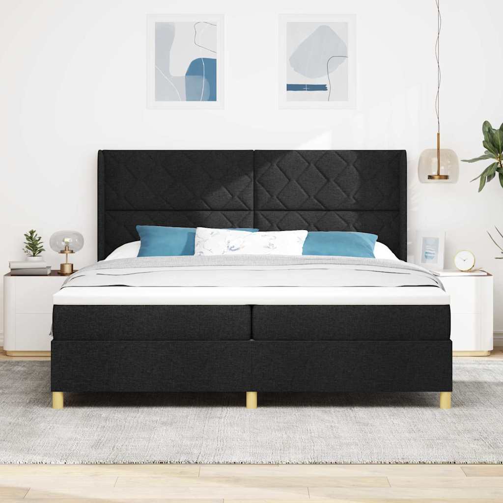 Boxspring bed met matras Zwart 200 x 200 cm Stof