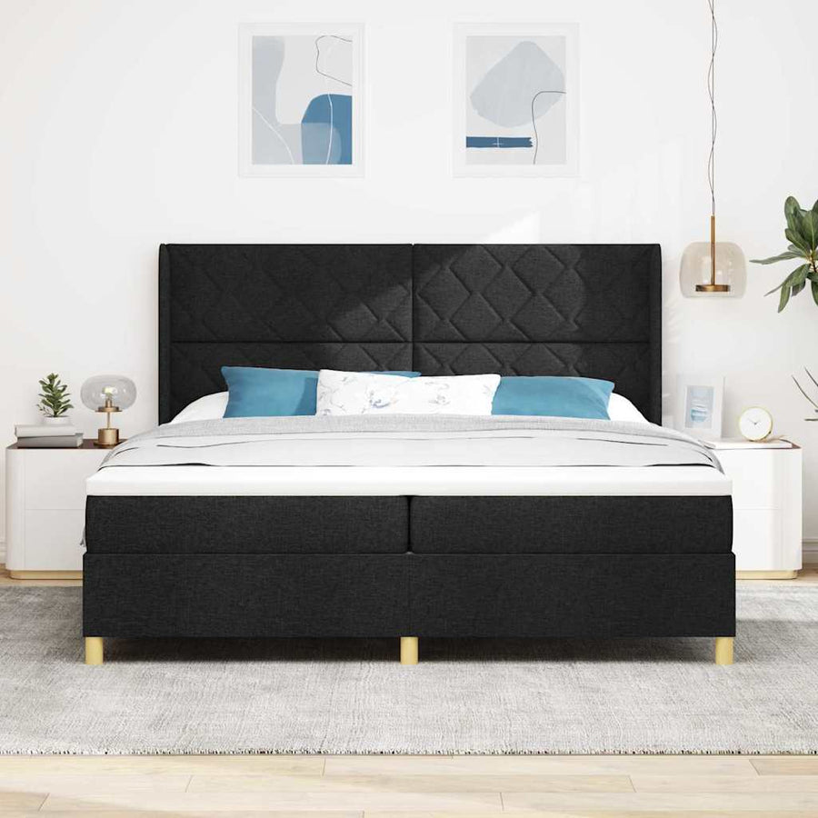 Boxspring bed met matras Zwart 200 x 200 cm Stof