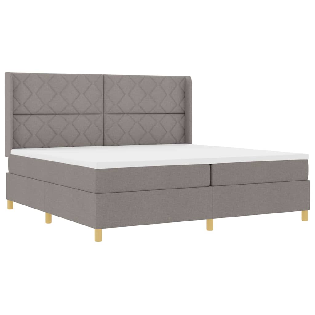 Boxspringbed met LED-stripverlichting Taupe 200 x 200 cm Stof