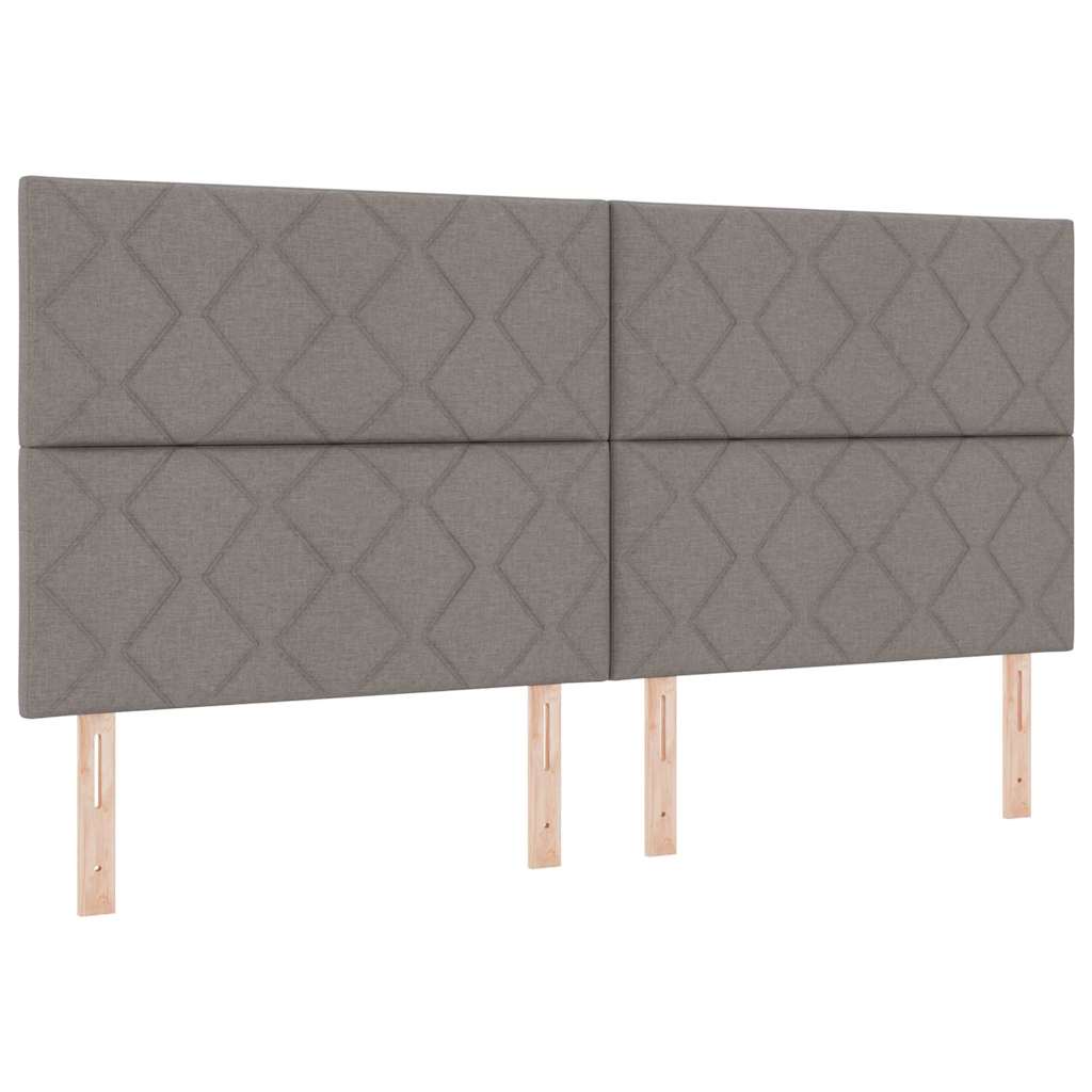 Boxspringbed met LED-stripverlichting Taupe 200 x 200 cm Stof