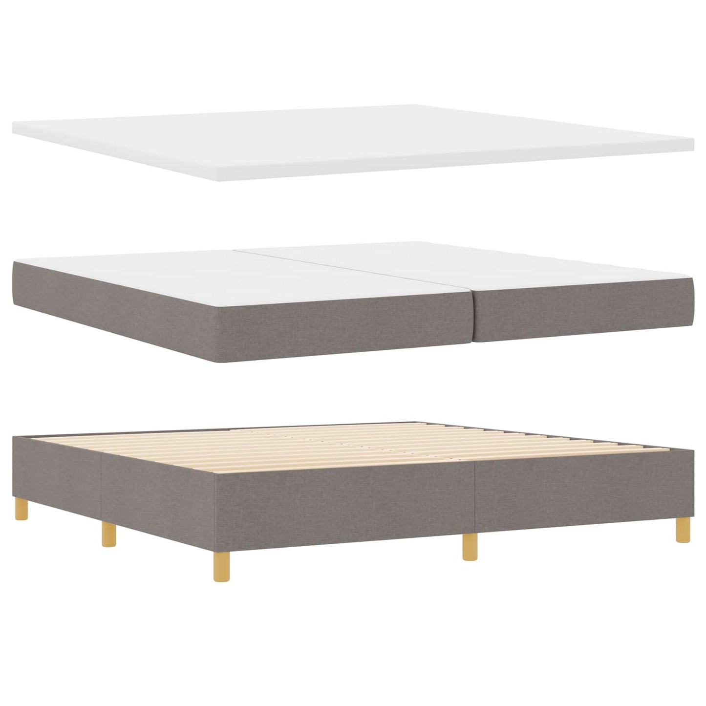 Boxspringbed met LED-stripverlichting Taupe 200 x 200 cm Stof