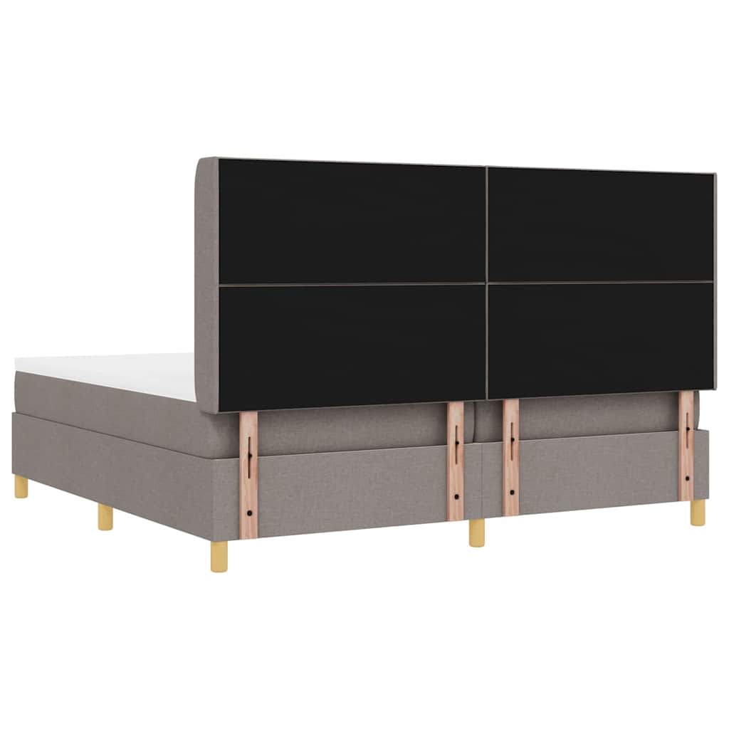 Boxspringbed met LED-stripverlichting Taupe 200 x 200 cm Stof