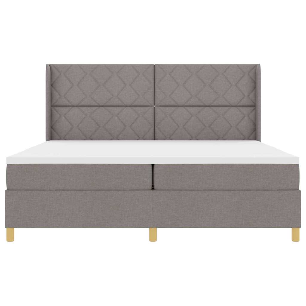 Boxspringbed met LED-stripverlichting Taupe 200 x 200 cm Stof