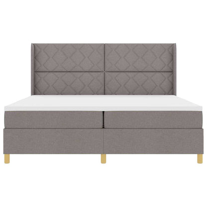 Boxspringbed met LED-stripverlichting Taupe 200 x 200 cm Stof