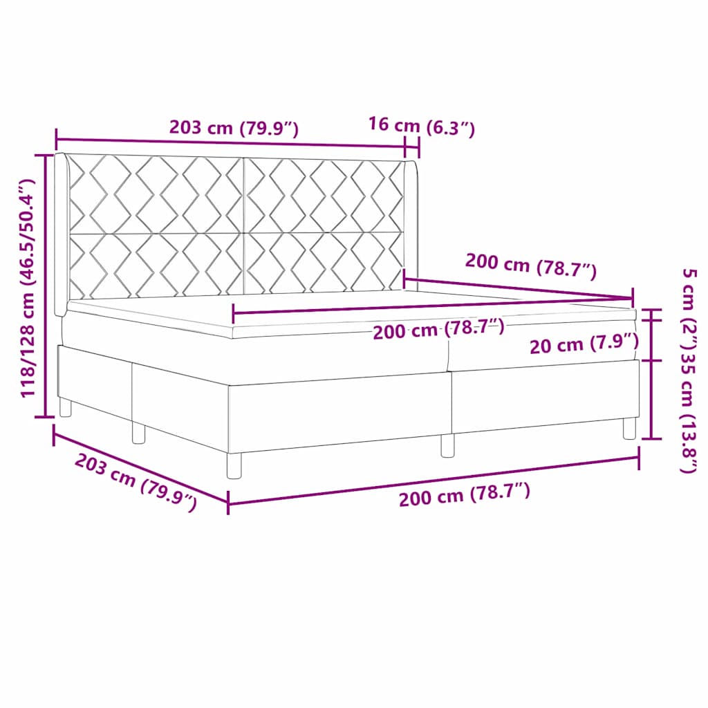 Boxspringbed met LED-stripverlichting Taupe 200 x 200 cm Stof
