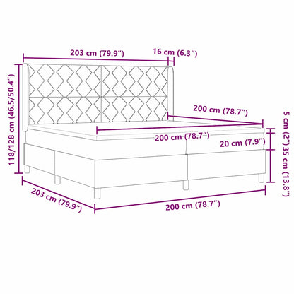 Boxspringbed met LED-stripverlichting Taupe 200 x 200 cm Stof