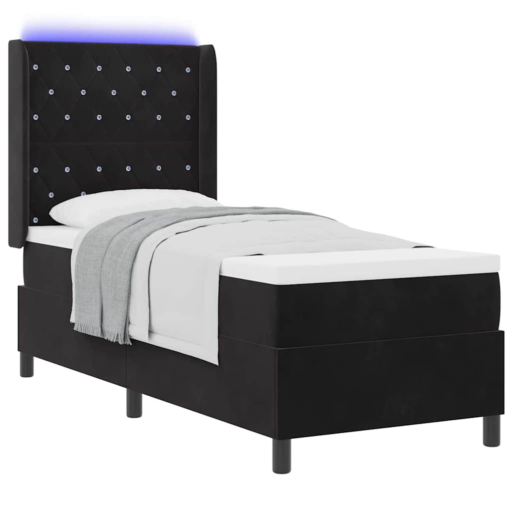 Boxspringbed met matras met LED Zwart 80 x 200 cm Fluweel