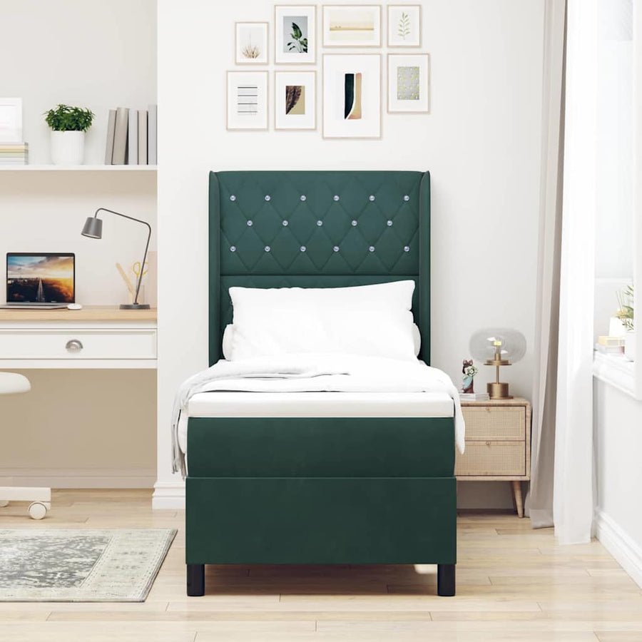 Boxspringbed met matras met LED Donkergroen 80 x 200 cm Fluweel