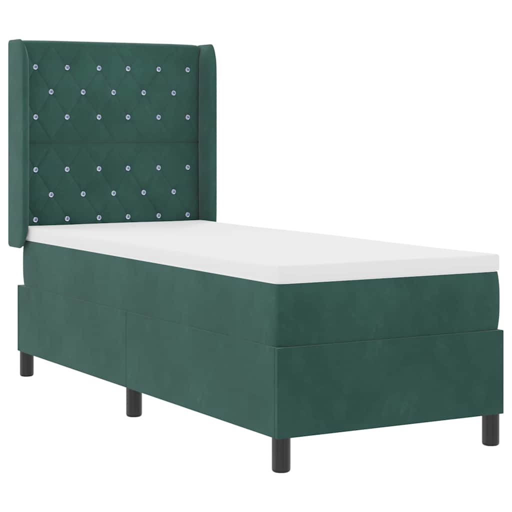 Boxspringbed met matras met LED Donkergroen 80 x 200 cm Fluweel