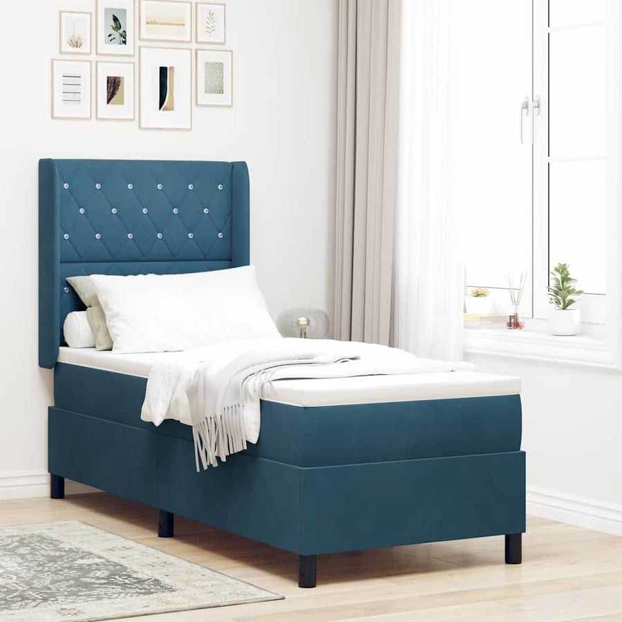 Boxspringbed met matras met LED Blauw 80 x 200 cm Fluweel