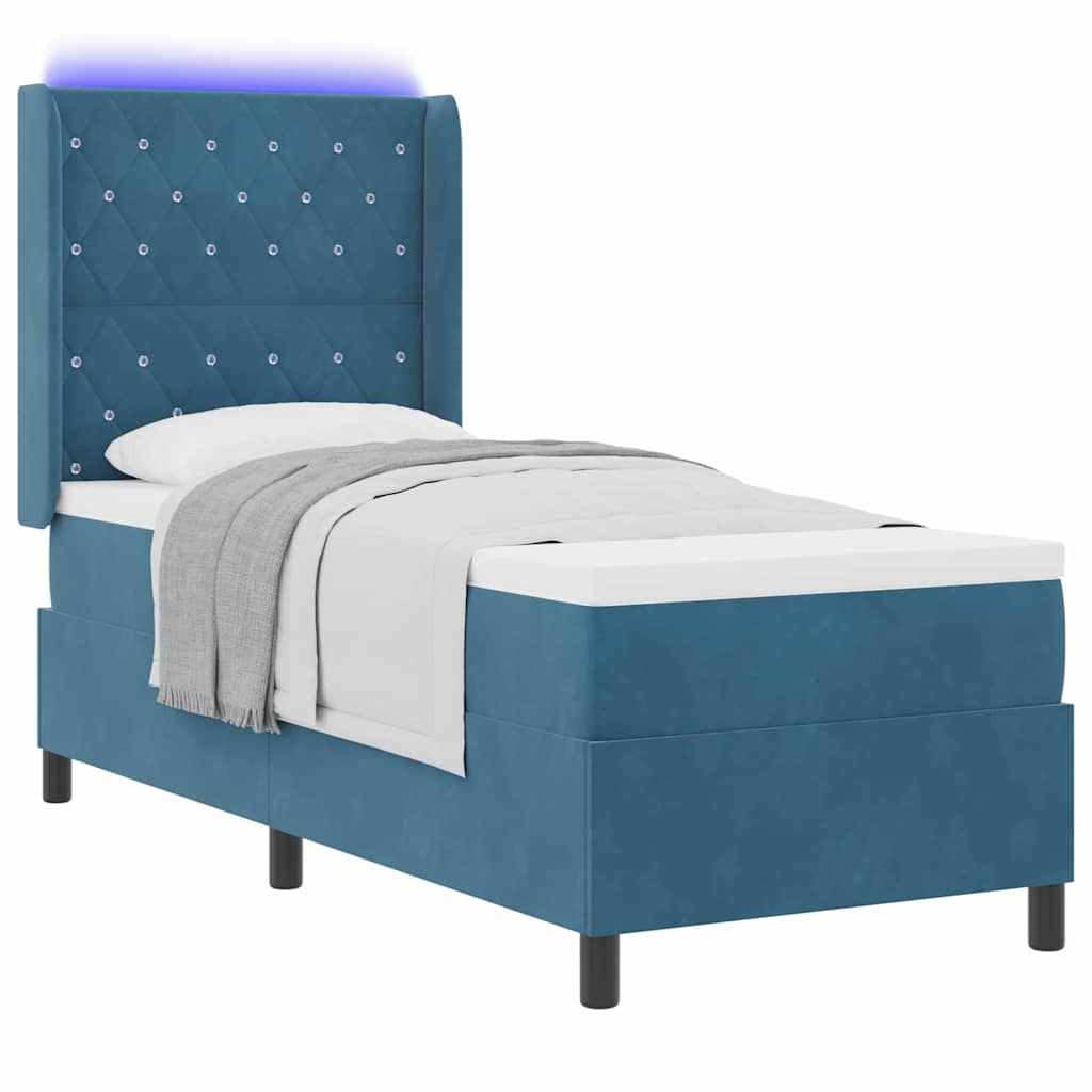 Boxspringbed met matras met LED Blauw 80 x 200 cm Fluweel
