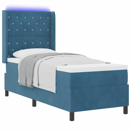 Boxspringbed met matras met LED Blauw 80 x 200 cm Fluweel