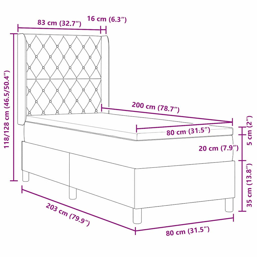 Boxspringbed met matras met LED Blauw 80 x 200 cm Fluweel