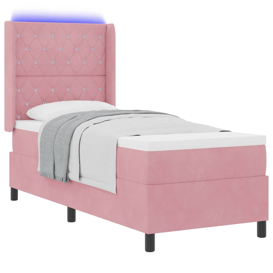 Boxspringbed met matras met LED Roze 80 x 200 cm Fluweel