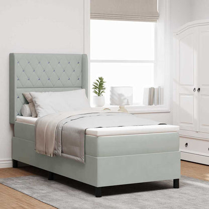 Boxspringbed met matras met LED Lichtgrijs 90 x 190 cm Fluweel