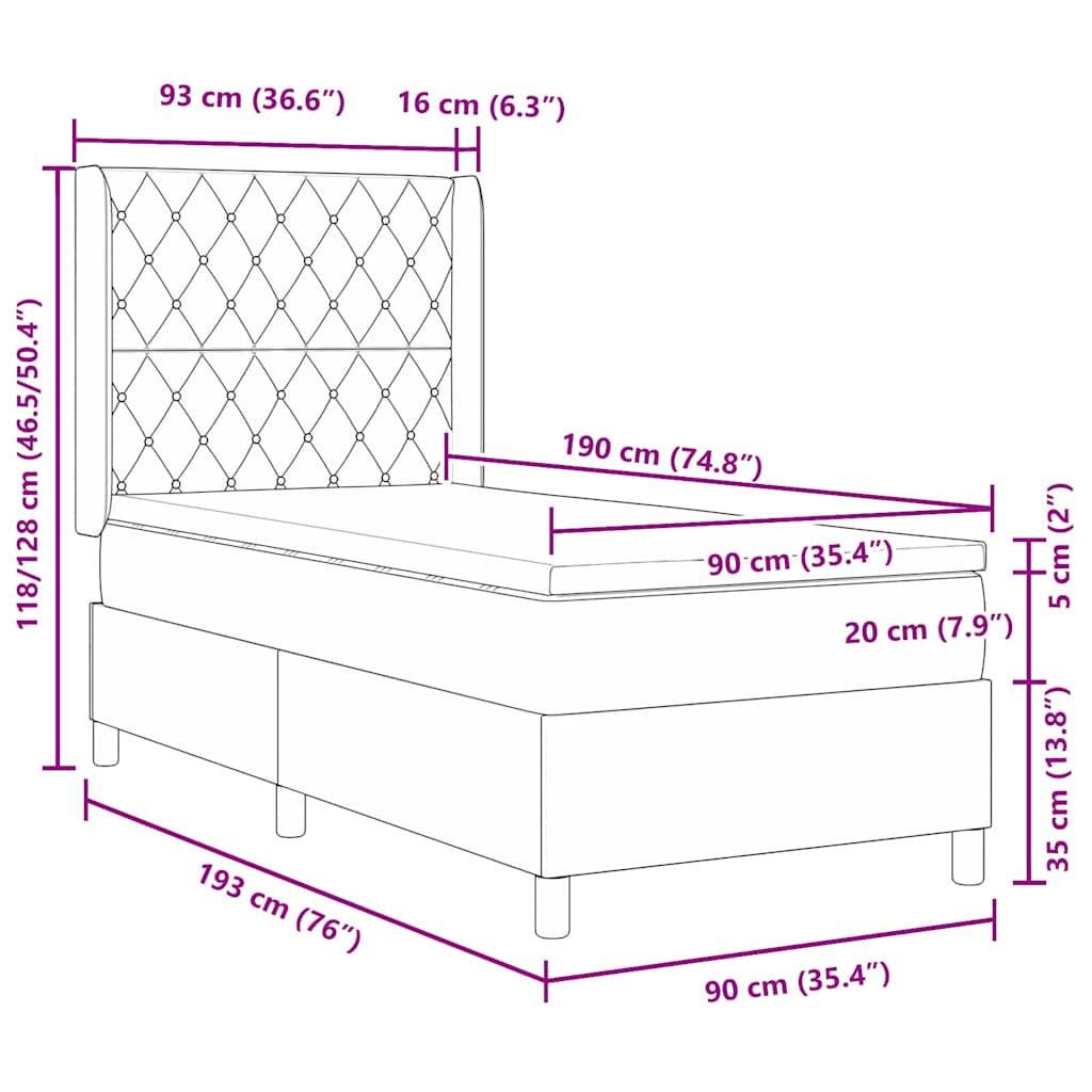 Boxspringbed met matras met LED Donkergroen 90 x 190 cm Fluweel