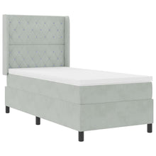 Boxspringbed met matras met LED Lichtgrijs 90 x 200 cm Fluweel