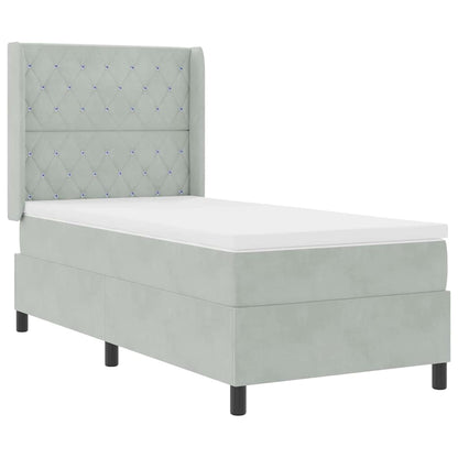 Boxspringbed met matras met LED Lichtgrijs 90 x 200 cm Fluweel