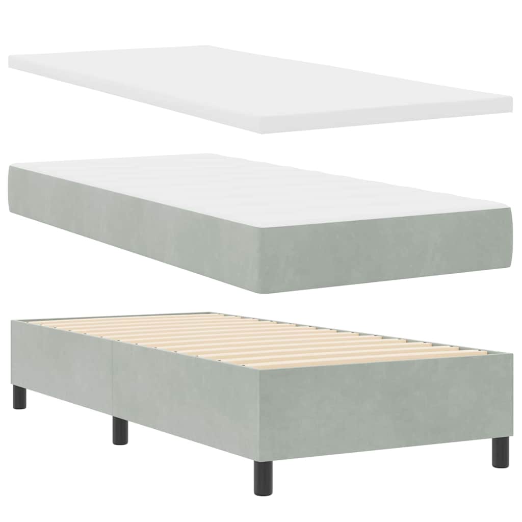 Boxspringbed met matras met LED Lichtgrijs 90 x 200 cm Fluweel