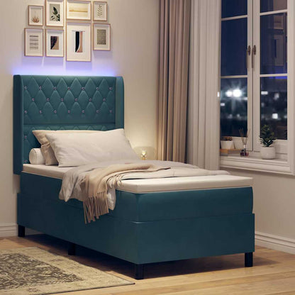 Boxspringbed met matras met LED Blauw 100 x 200 cm Fluweel