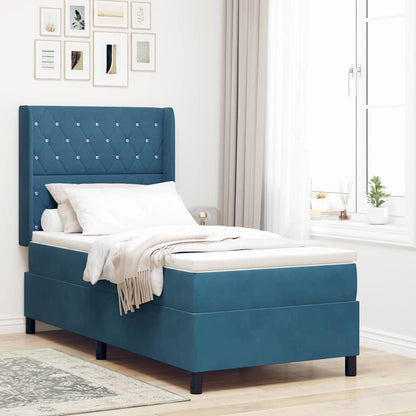 Boxspringbed met matras met LED Blauw 100 x 200 cm Fluweel
