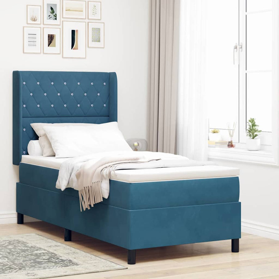 Boxspringbed met matras met LED Blauw 100 x 200 cm Fluweel