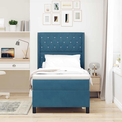 Boxspringbed met matras met LED Blauw 100 x 200 cm Fluweel