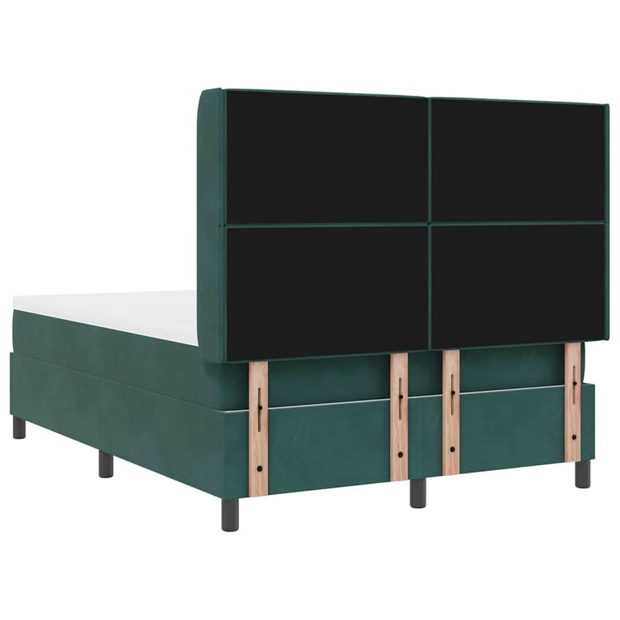 Led Boxspring Bed Met Matras Geruit Groen Fluweel Donkergroen 140 x 190 cm