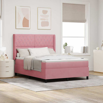 Boxspringbed met LED-stripverlichting Roze 140 x 190 cm Fluweel