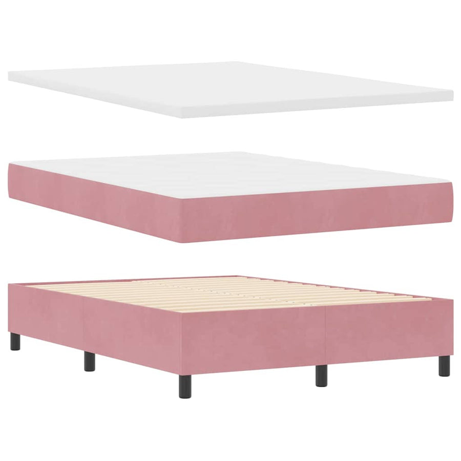 Boxspringbed met LED-stripverlichting Roze 140 x 190 cm Fluweel