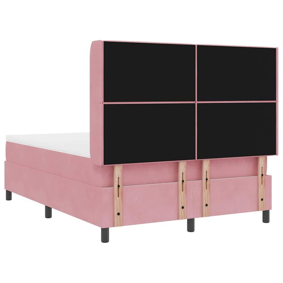 Boxspringbed met LED-stripverlichting Roze 140 x 190 cm Fluweel