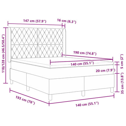 Boxspringbed met LED-stripverlichting Roze 140 x 190 cm Fluweel