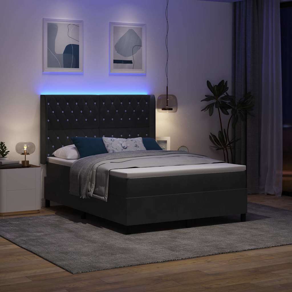 Boxspringbed met hoofdeinde Zwart 140 x 200 cm Fluweel