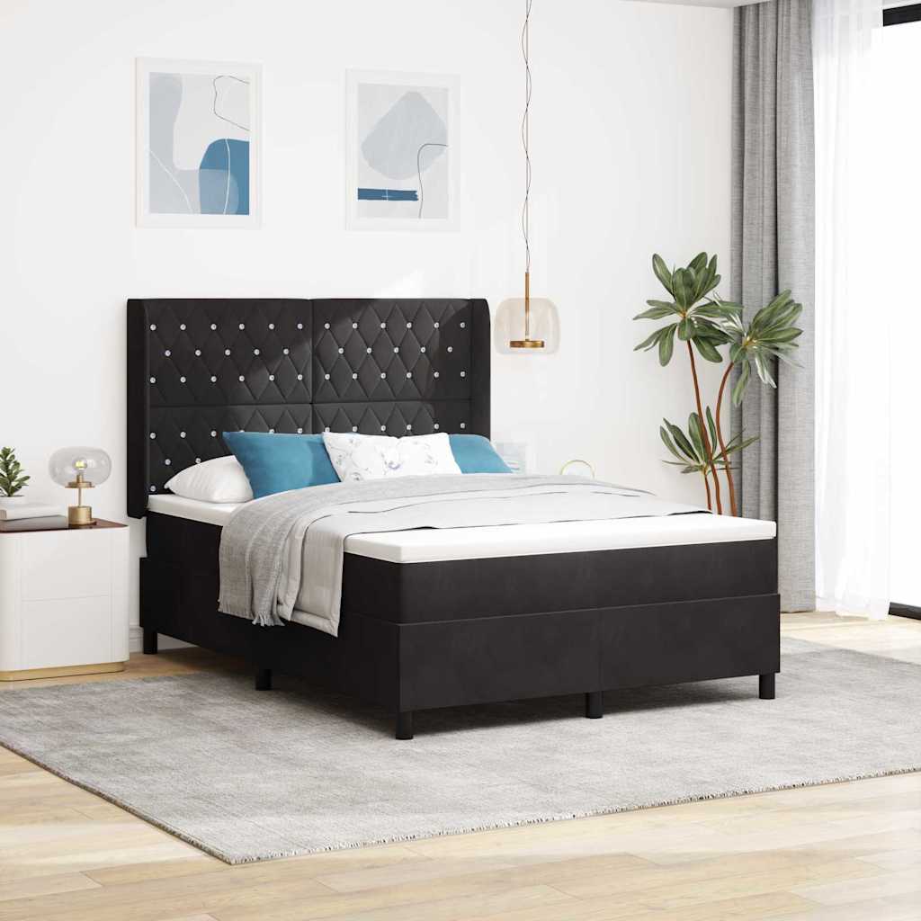 Boxspringbed met hoofdeinde Zwart 140 x 200 cm Fluweel