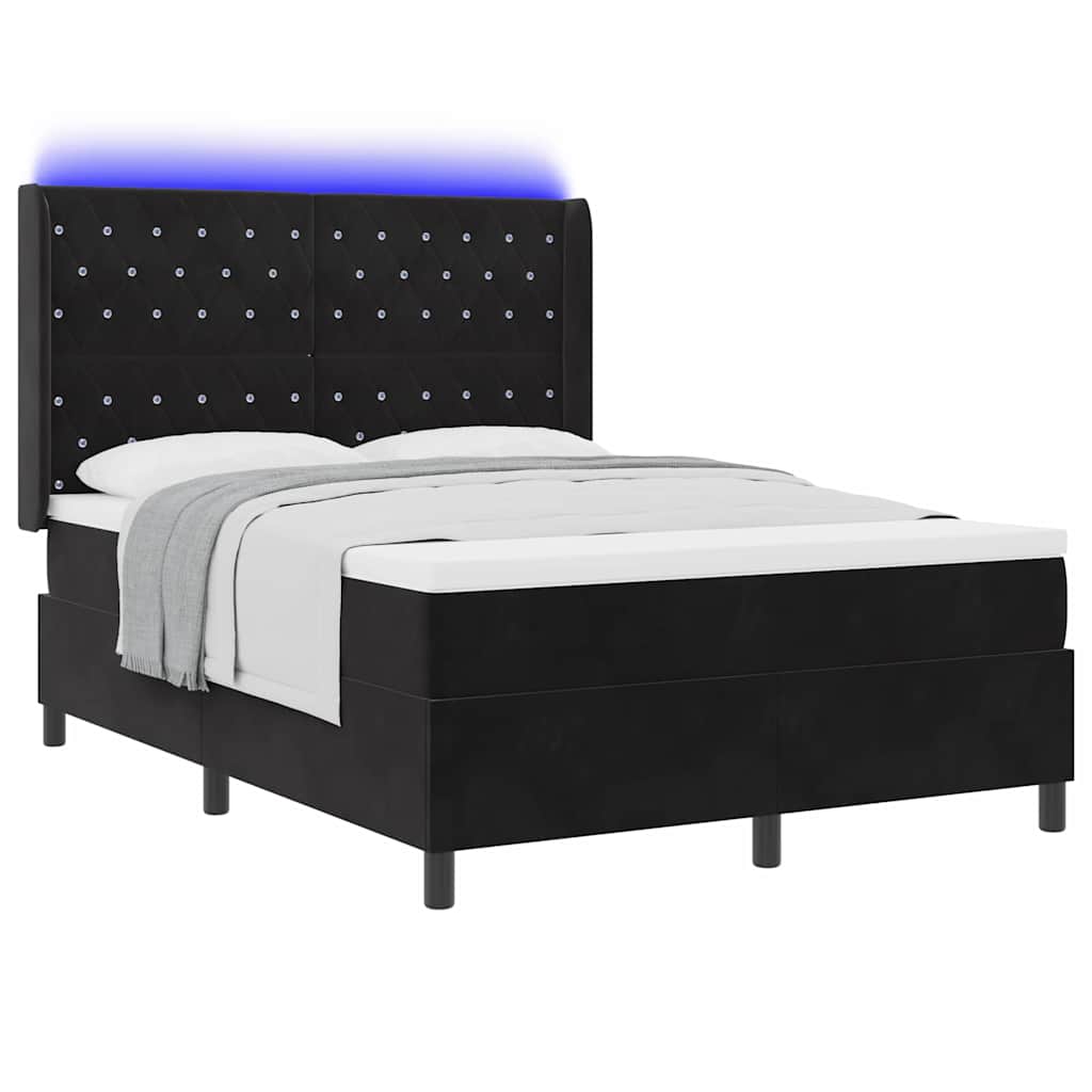 Boxspringbed met hoofdeinde Zwart 140 x 200 cm Fluweel