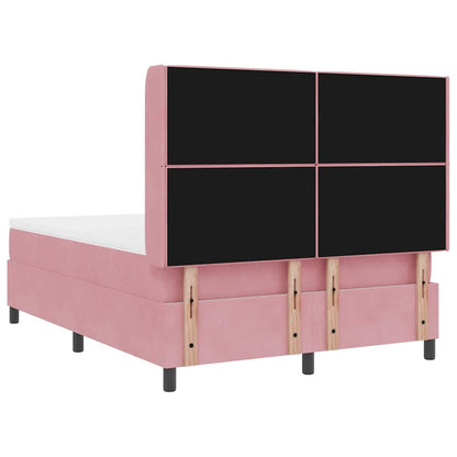 Boxspringbed met LED-stripverlichting Roze 140 x 200 cm Fluweel