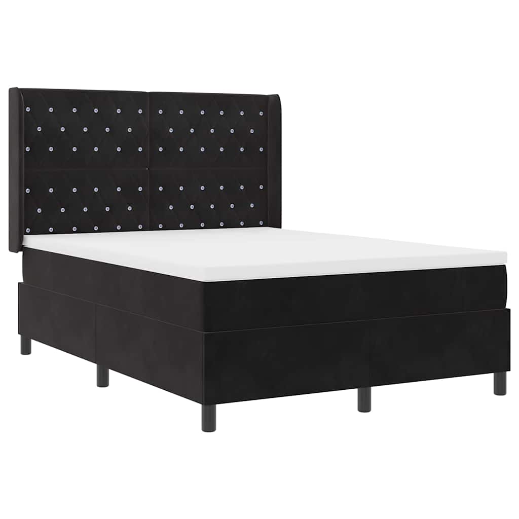 Boxspringbed met matras met LED Zwart 160 x 200 cm Fluweel