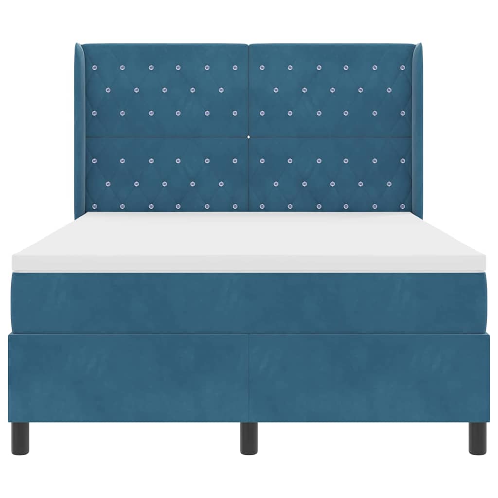 Boxspringbed met matras met LED Blauw 160 x 200 cm Fluweel