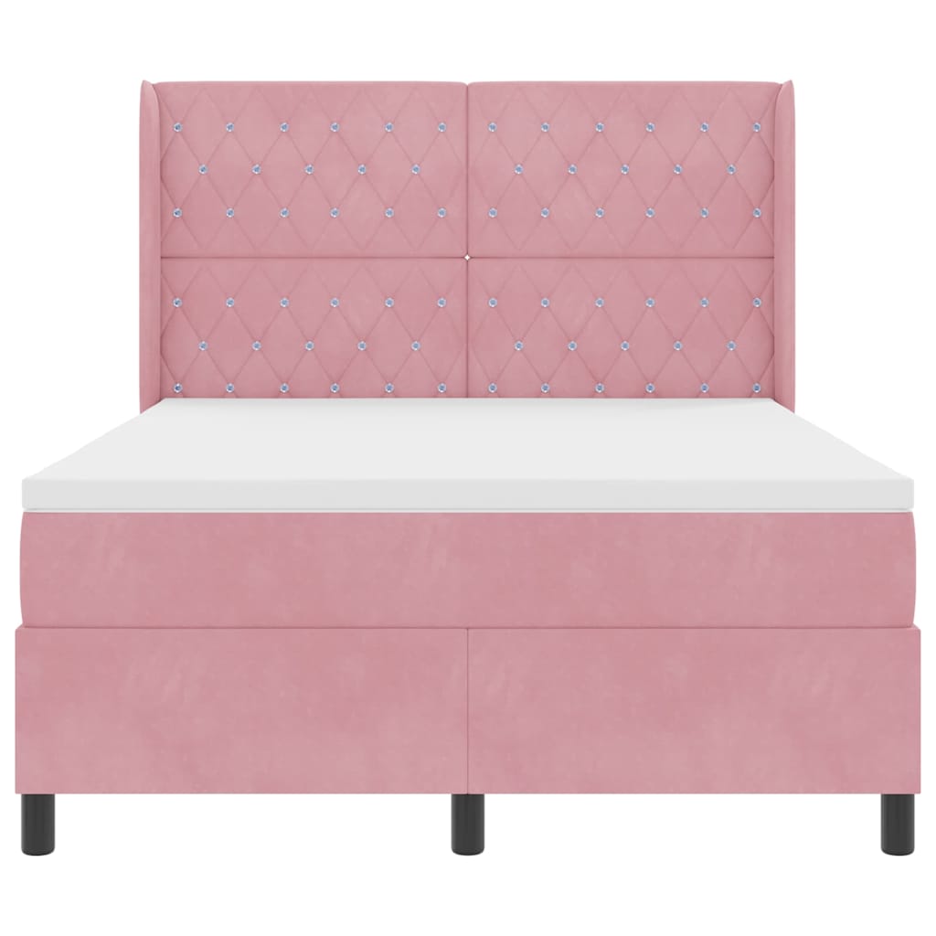 Boxspringbed met matras met LED Roze 160 x 200 cm Fluweel