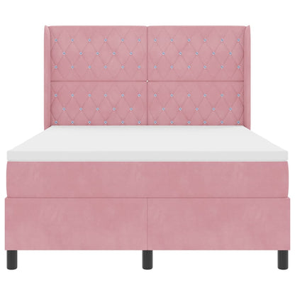 Boxspringbed met matras met LED Roze 160 x 200 cm Fluweel